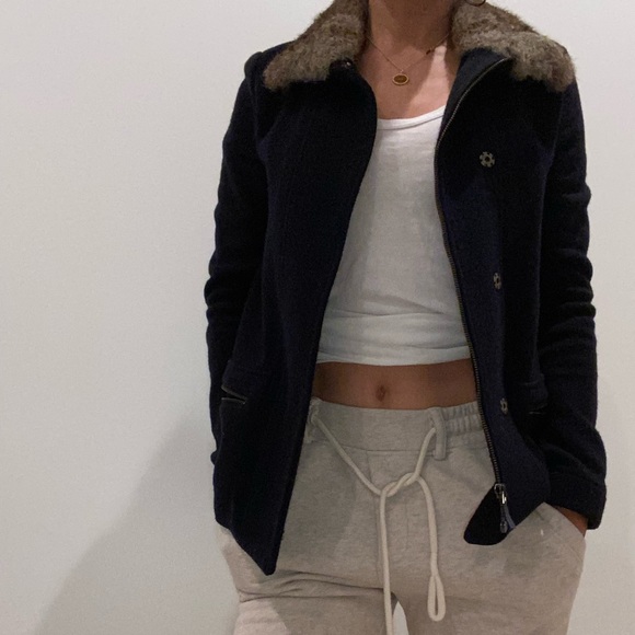 Woolrich wool Sweater Jacket with real fur - Picture 2 of 14